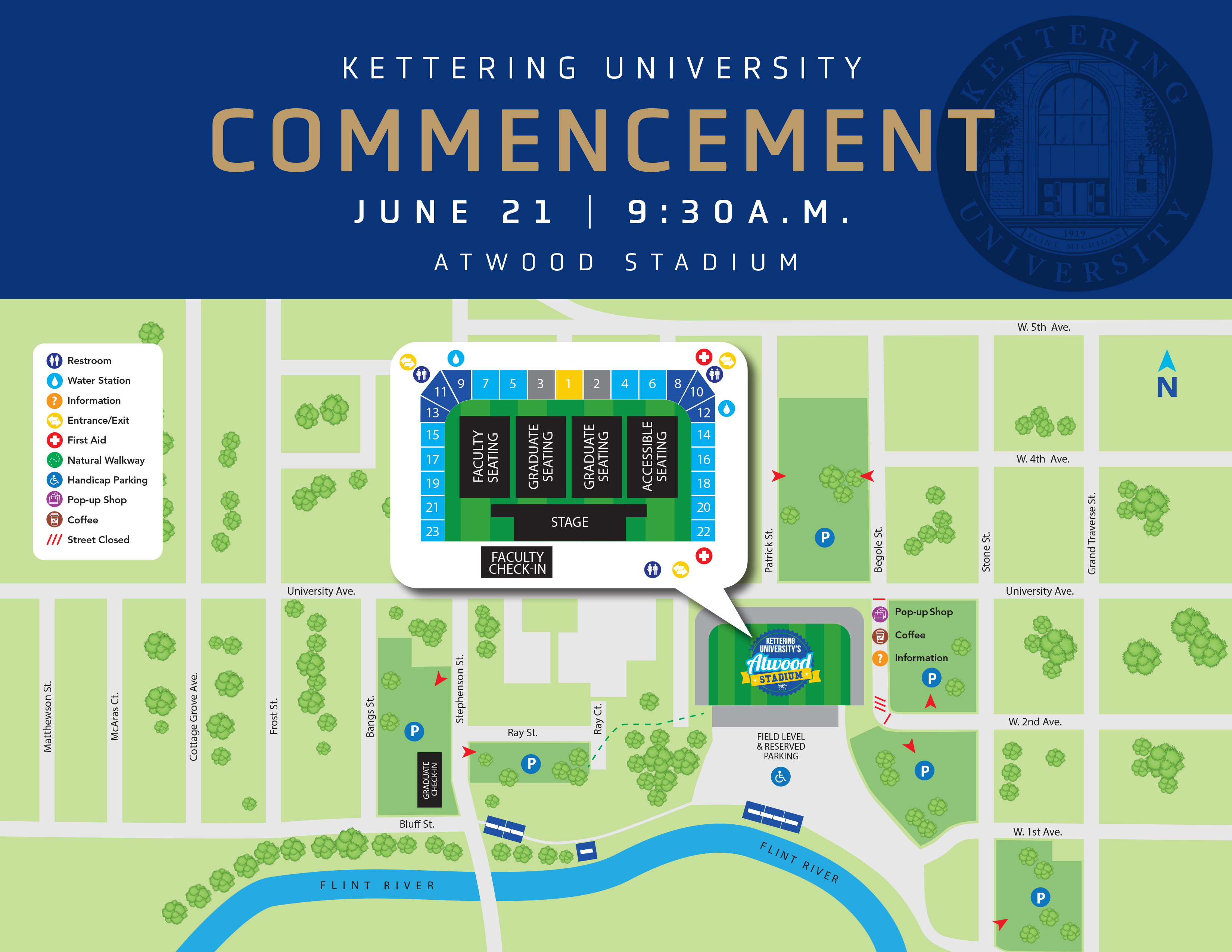Atwood Stadium commencement map
