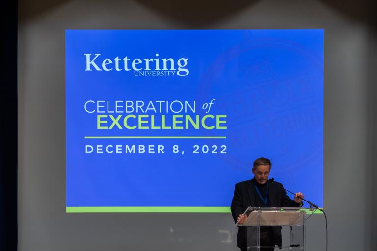 Kettering University President Dr. Robert K. McMahan speaks at the 2022 Celebration of Excellence