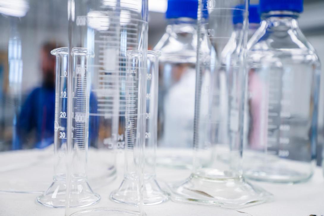 Test tubes in a biochemistry lab