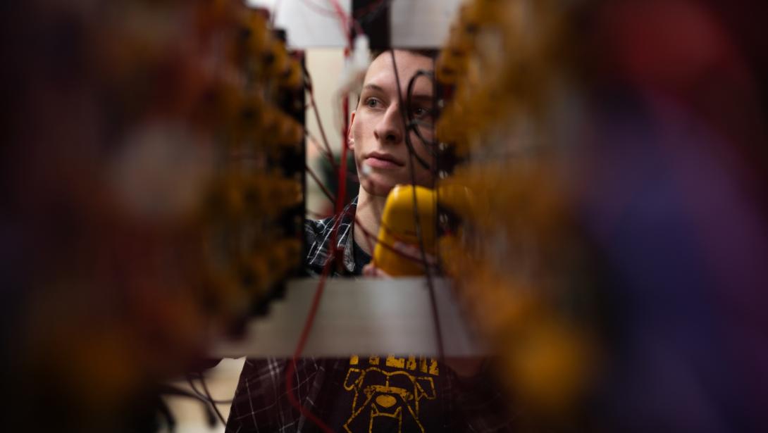 Student working in the Amped Lab