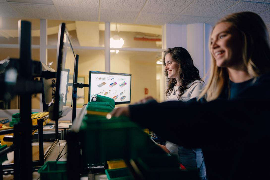 students working in lego lab