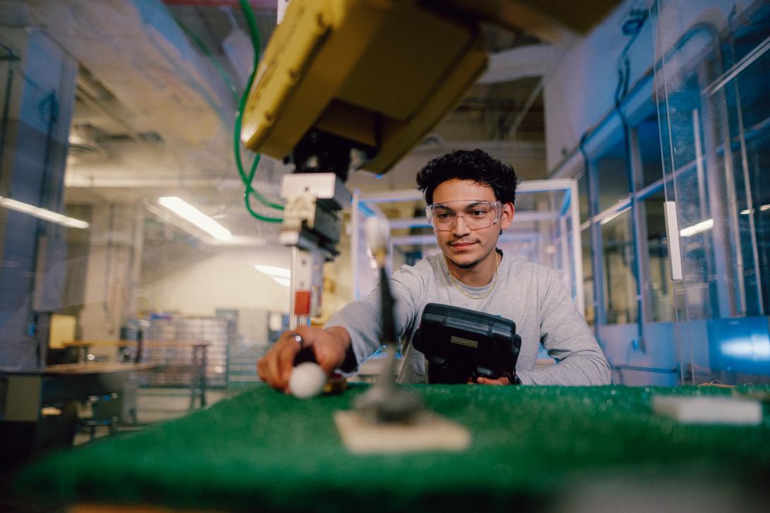 student working in the polymer lab