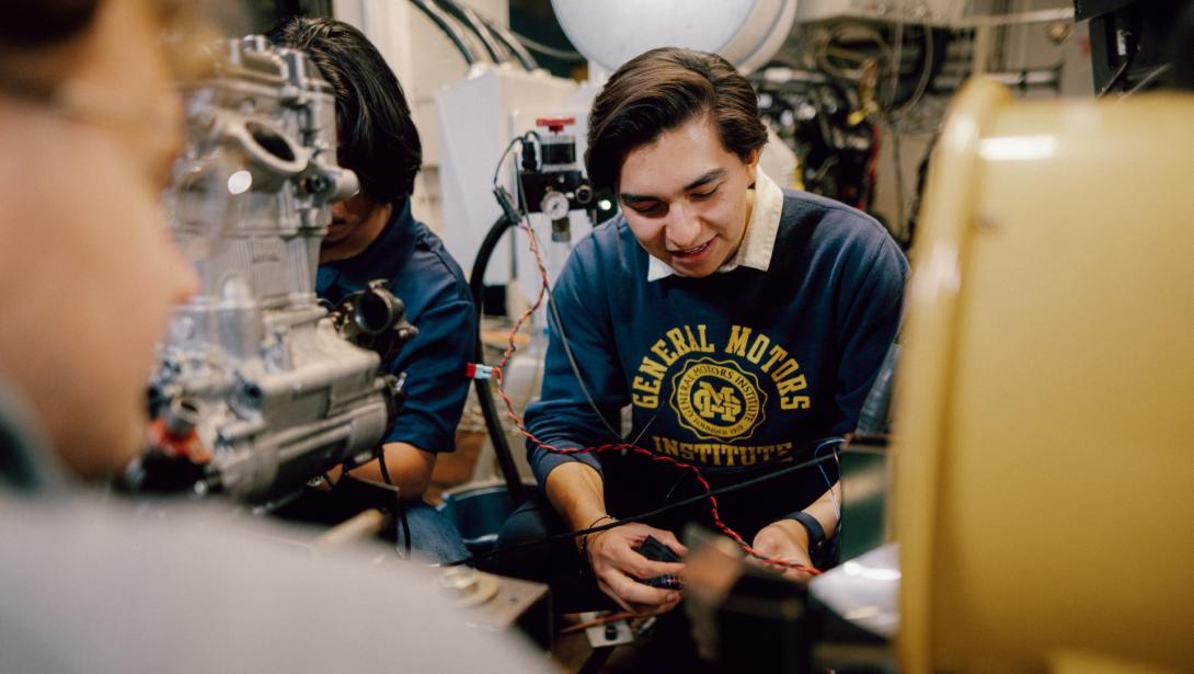 Students working in an electrical lab