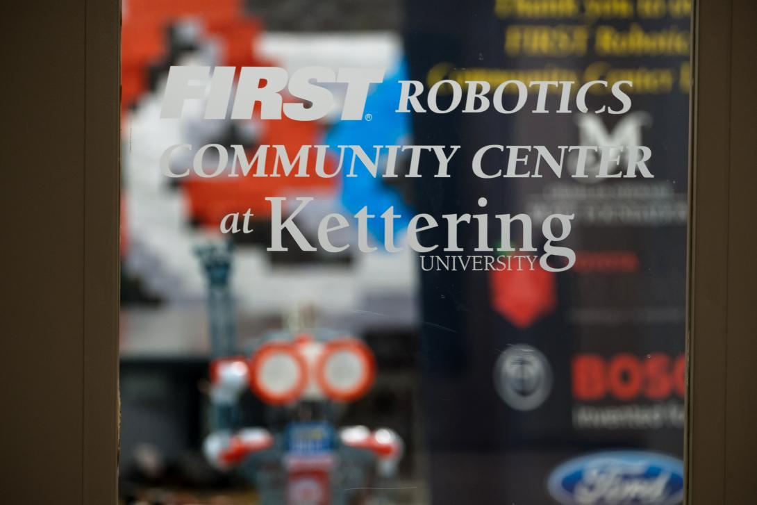 FIRST robotics community center door sign