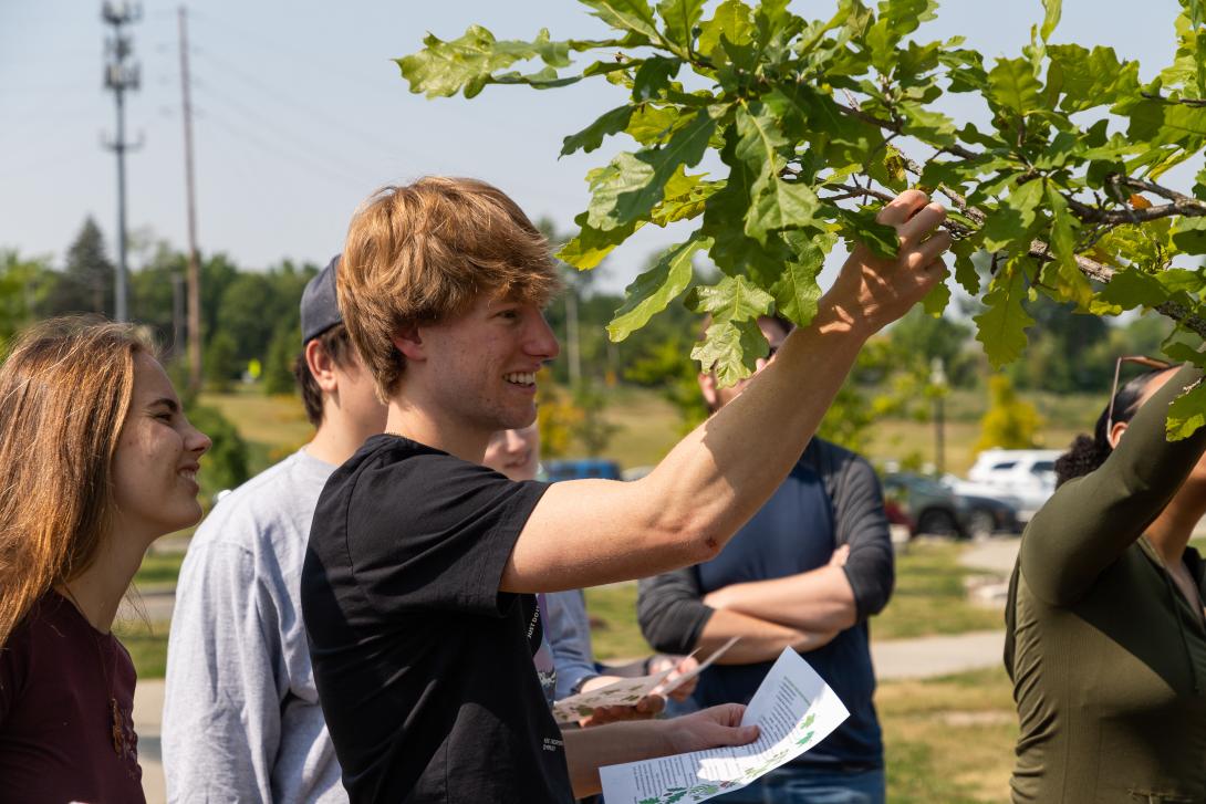 students outside during sustainability class