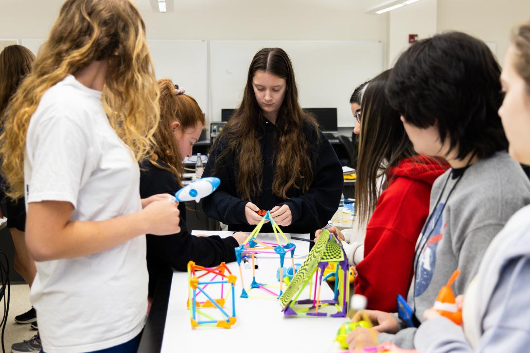 Students in lab working on STEM activity