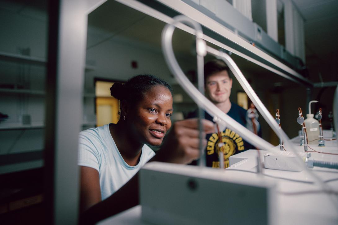 students in energy systems lab